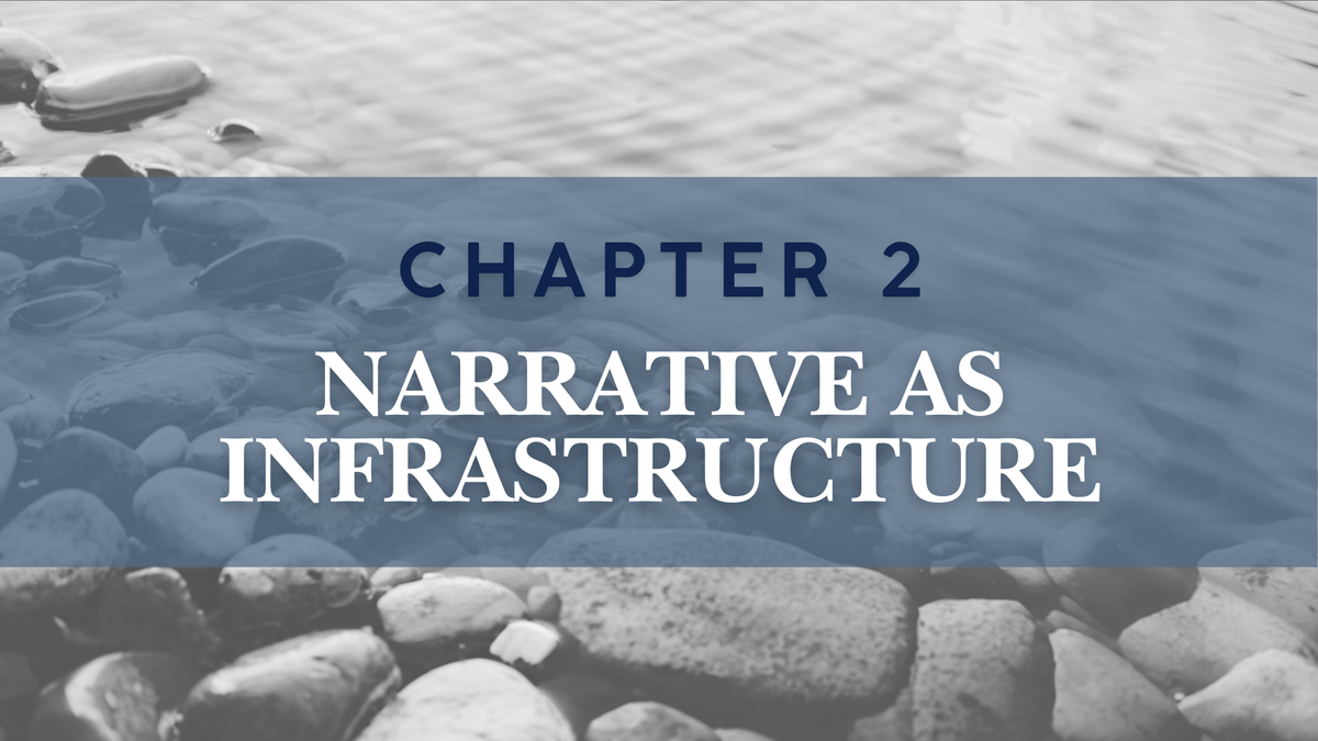 Image of ocean shore with rocks. "Chapter 2: Narrative As Infrastructure"