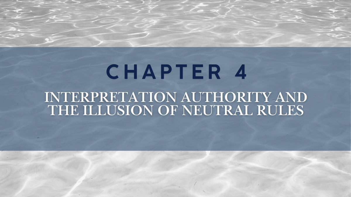 Ripples beneath the water surface. "Chapter 4: Interpretation Authority and the Illusion of Neutral Rules"